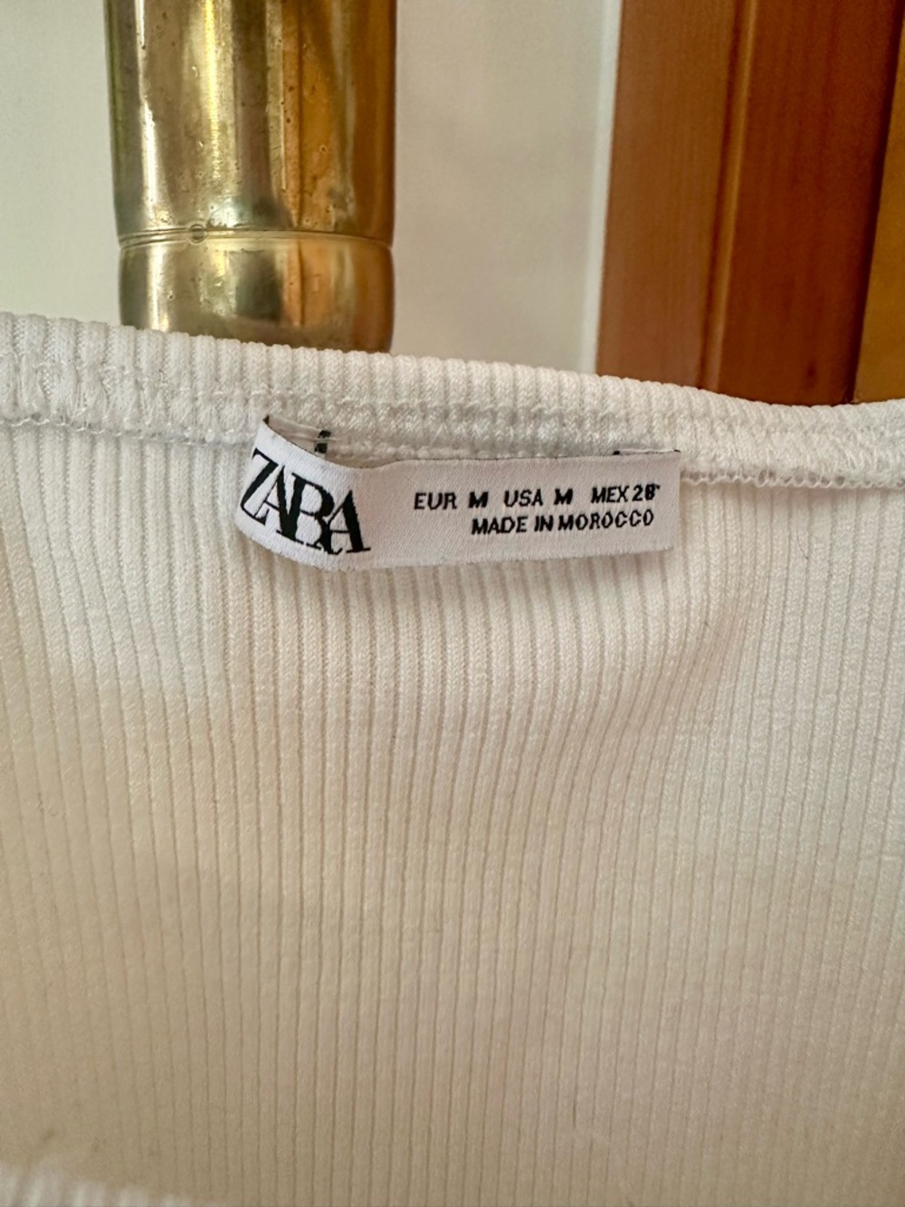 Zara White Ribbed Cropped Tank with Ruffle Straps - Picture 3 of 3